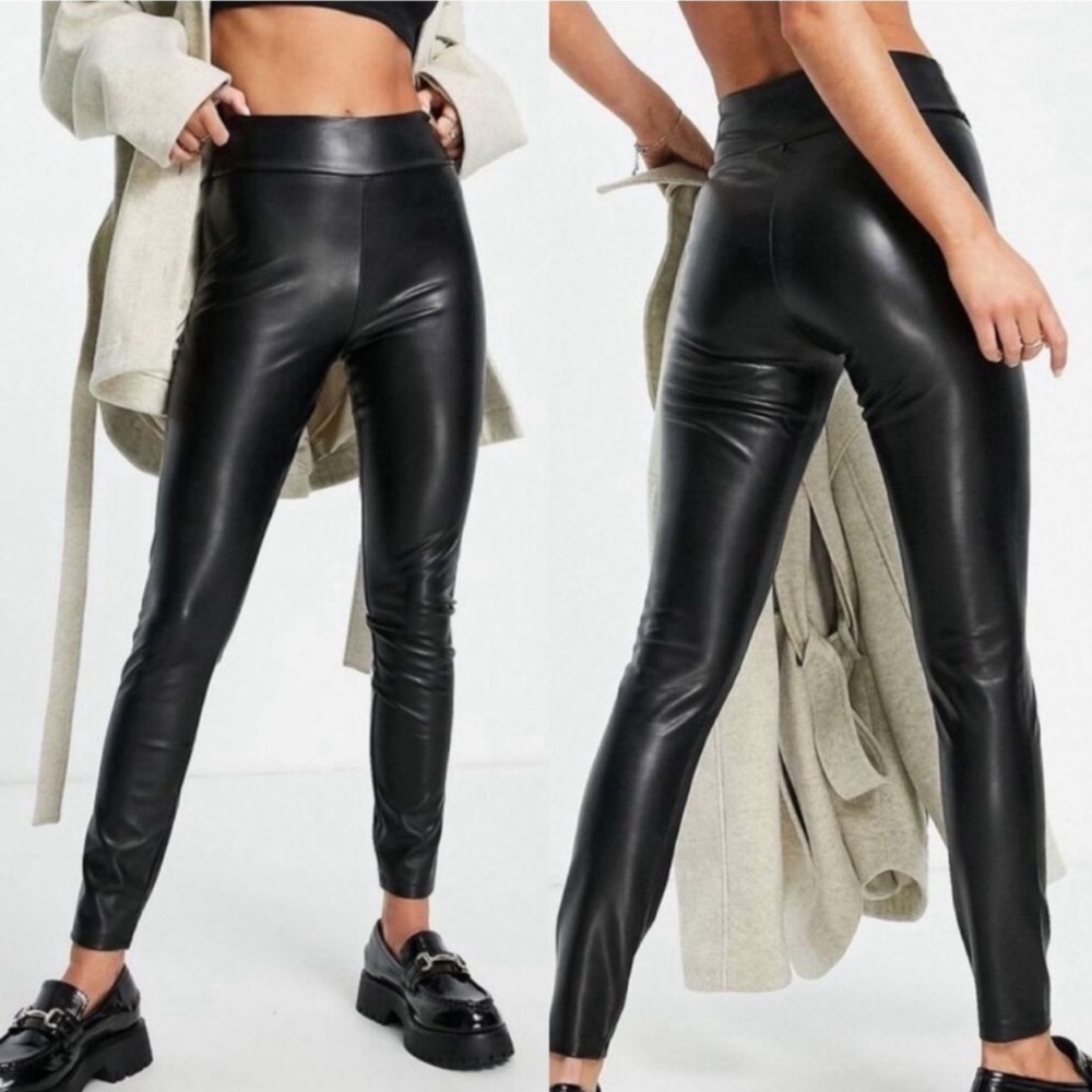 ABERCROMBIE & FITCH Pull On Faux Leather Black Leggings Pants